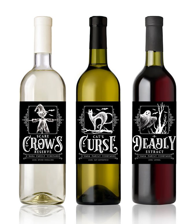 personalized halloween wine bottle labels