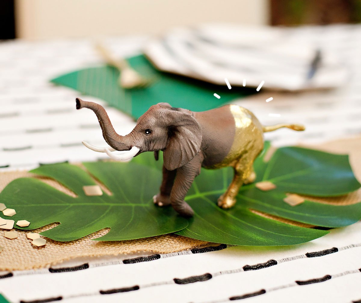 gold painted party elephant