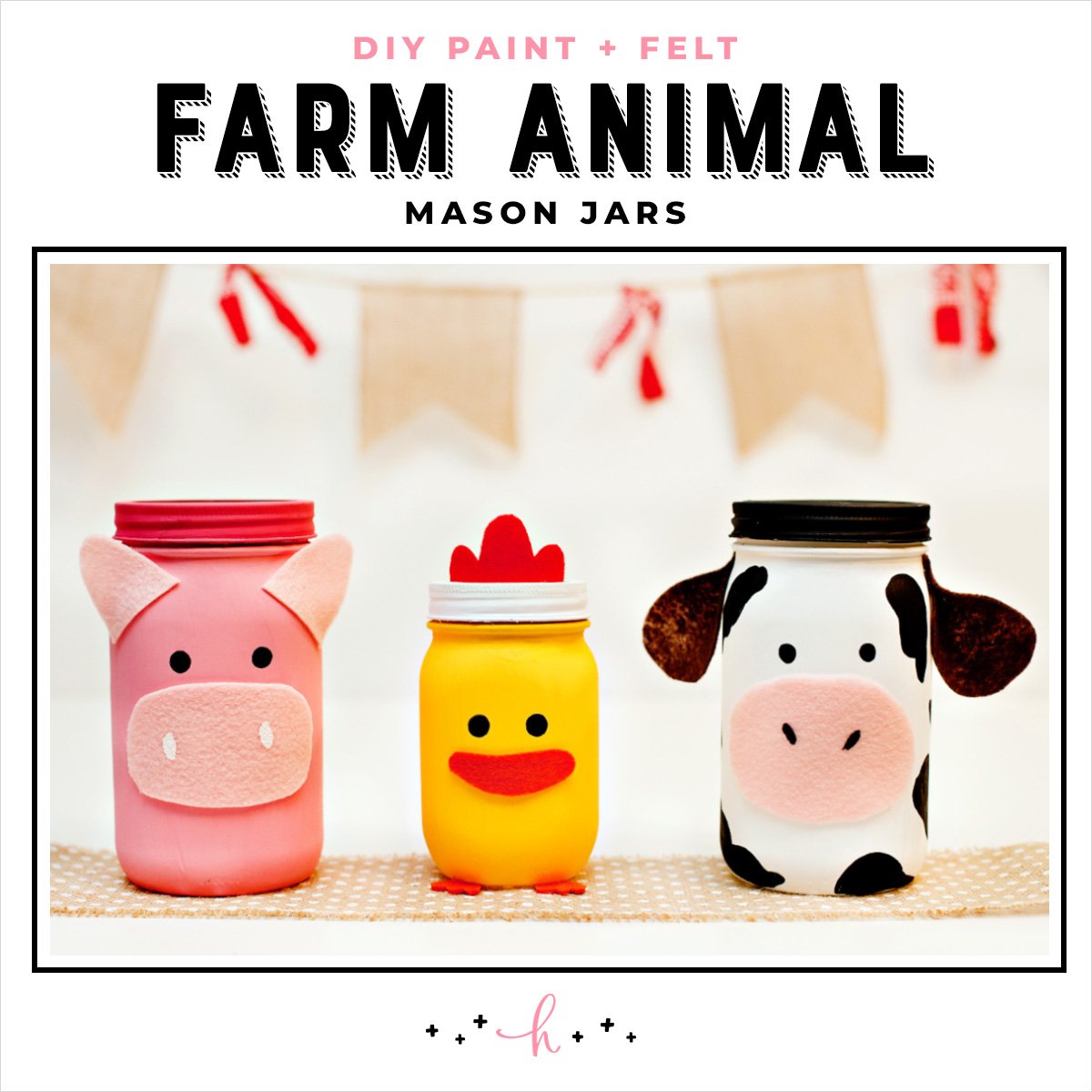 pig chick and cow mason jars