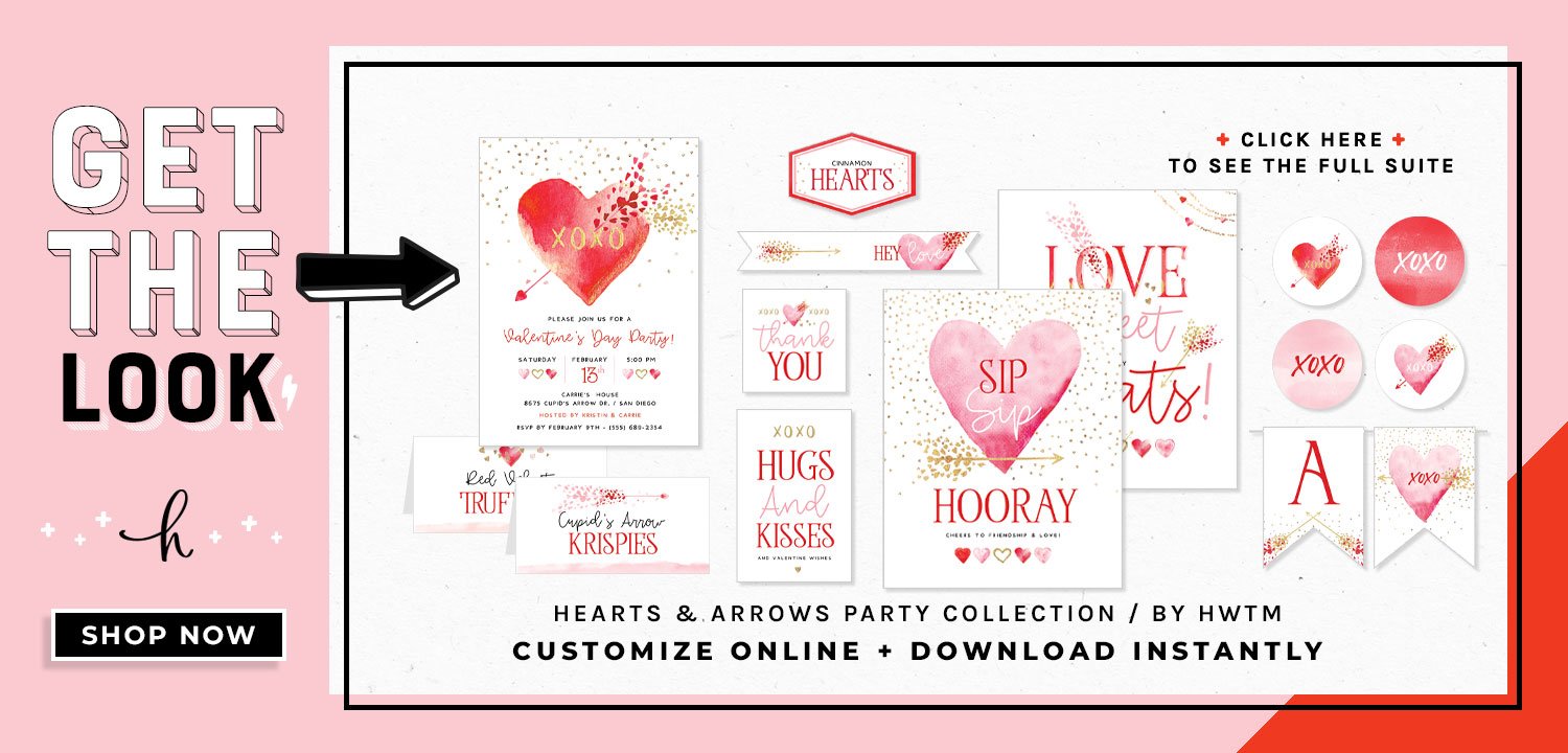 Hearts and Arrows Valentine's Party Printables