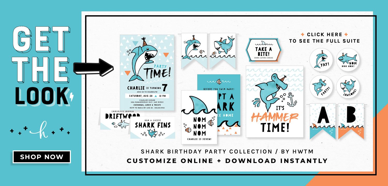 shark party printables