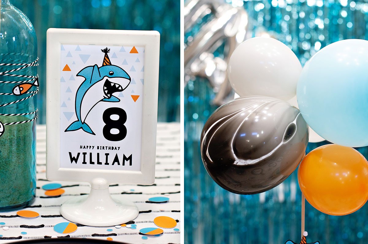 shark party centerpiece details