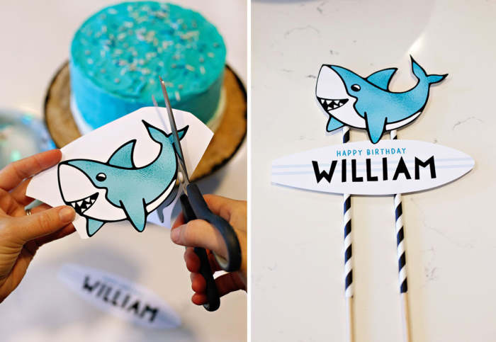 Shark Party Cake + Printable Topper // Hostess with the Mostess®