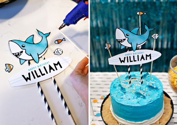 Shark Party Cake + Printable Topper // Hostess with the Mostess®