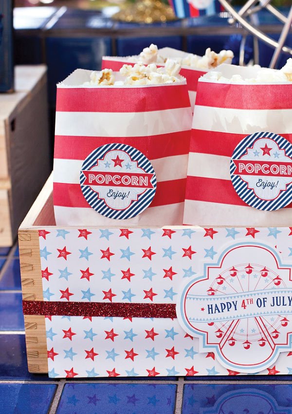 4th of July popcorn labels