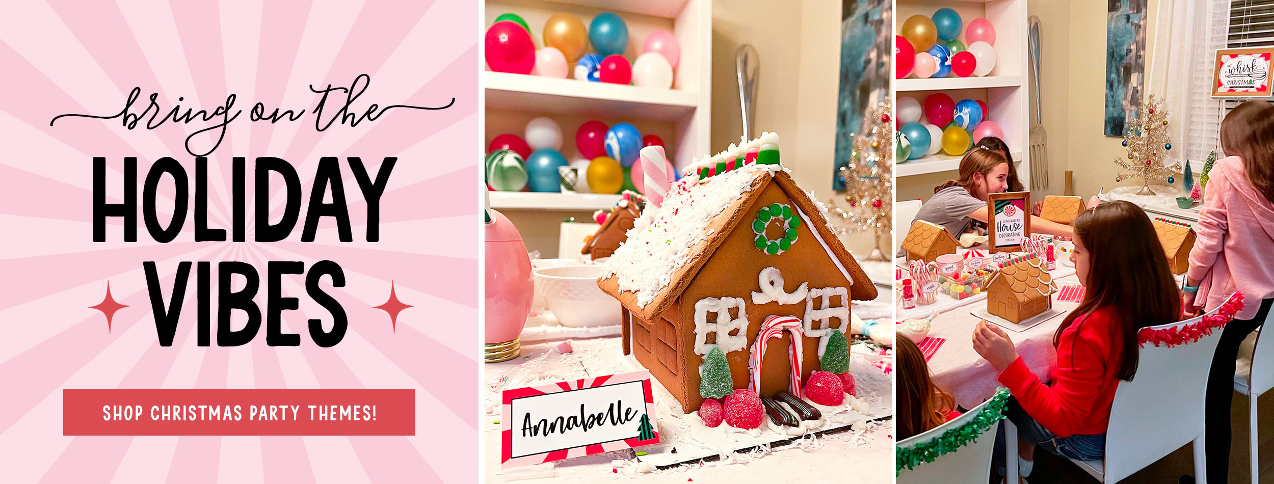 Christmas party printable themes - Gingerbread House and more